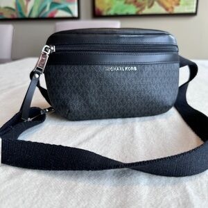 Michael Kors Black Signature Coated Canvas and Leather Waist Bag